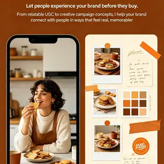🍔 Food & Product UGC 📸 Food Photography 🎥 Food Videography 🎬 Short-form Food Videos 📦 Product/Unboxing Content 🎨 Food Graphics & Flyers 📱 Social Media Content ✨ Creative Campaigns